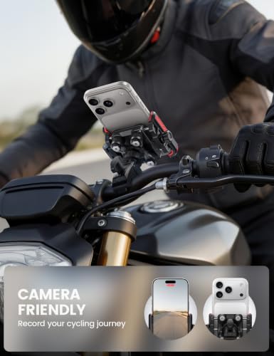 Lamicall Motorcycle Bike Phone Mount Holder for 6-7.2" Phones, Red | Upgrade Vibration Dampener, Camera Friendly - color: Red