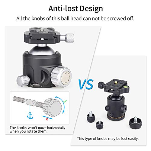 Low Profile Tripod Ball Head-INNOREL N52,Panoramic CNC Metal Camera Tripod Ball Head with Two 1/4" Screw Arca Swiss Quick Release Plates for Tripod,Monopod,DSLR,Camcorder,Max Load 66lbs/30kg - size: N52-Sliver