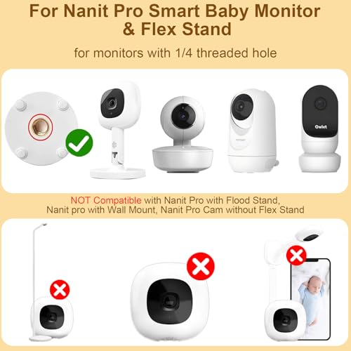 15.7in Flexible Baby Monitor Mount Compatible with Nanit Pro Smart Baby Monitor & Flex Stand, Also for Cameras with 1/4 Screw Mount 360° Adjustable Long Gooseneck Arm for Crib, Dresser, Shelf - size: 15.7 inch