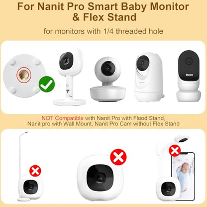15.7in Flexible Baby Monitor Mount Compatible with Nanit Pro Smart Baby Monitor & Flex Stand, Also for Cameras with 1/4 Screw Mount 360° Adjustable Long Gooseneck Arm for Crib, Dresser, Shelf - size: 15.7 inch