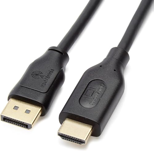 Amazon Basics DisplayPort to HDMI Display Cable, Uni-Directional, 4K@30Hz, 1080P Full HD, 1920x1200, Gold-Plated Plugs, Durable & Flexible, 10 Foot, Black, 5-Pack - size: 10 Feet, style: 5-Pack