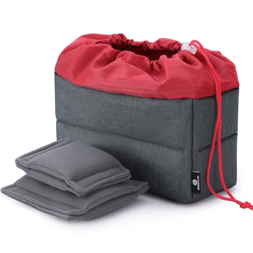 Koolertron Waterproof DSLR Camera Bag with Removable Insert, Adjustable Compartments, Fits in Camera Bags - Protective Case for DSLR/SLR Cameras & Accessories - color: Gray Green+Red