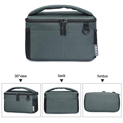 S-ZONE Water Resistant Camera Insert Bag with Sleeve Camera Case | Thicker Padding,Detachable Dividers,Fits in Backpack or Messenger Bag