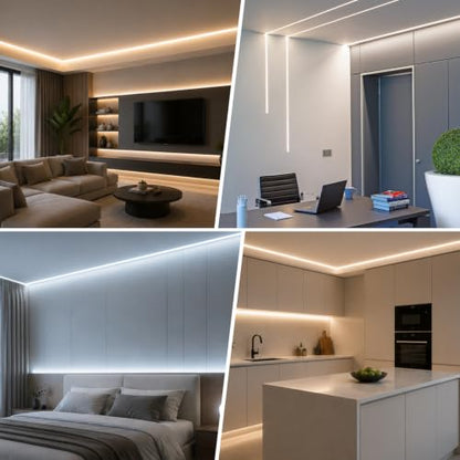 Plaster-in LED Aluminum Channel, 3.3FT/1M 6 Pack Trimless Recessed LED Light Strip Diffuser Channel, Drywall Aluminum LED Profile with Milky Diffuser for Ceiling and Wall - size: Double-Sided-6 Pack