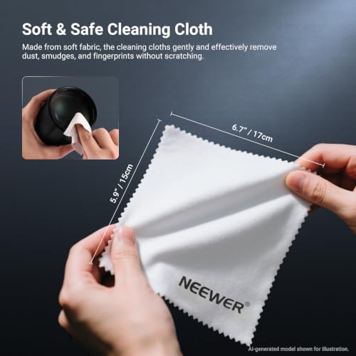 NEEWER 2 in 1 Camera Lens Cleaning Accessories Kit for Electronics, Phones, Tablets, Laptops, 1x Double Head Lens Brush Pen + 1x Cleaning Cloth, HM-51