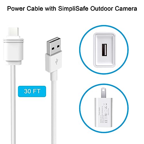 25ft/7.6m Weatherproof Outdoor Charging Micro-USB Head Cable for SimpliSafe Outdoor Security Camera Only (1)