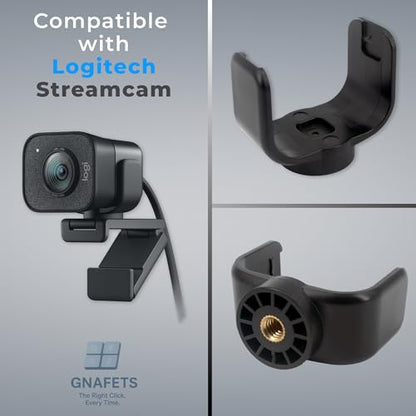 Webcam Holder, Durable, Tight Grip, Stable Mount - Compatible with Logitech StreamCam, Black and White (Black) - color: Black