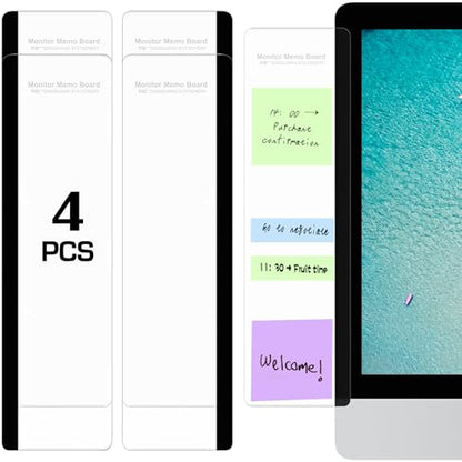 Monitor Memo Board, 4PCS Transparent Computer Monitor Side Panel Creative Desktop Memo Board, Acrylic Desktop Computer Sticky Note Holder for Home Office