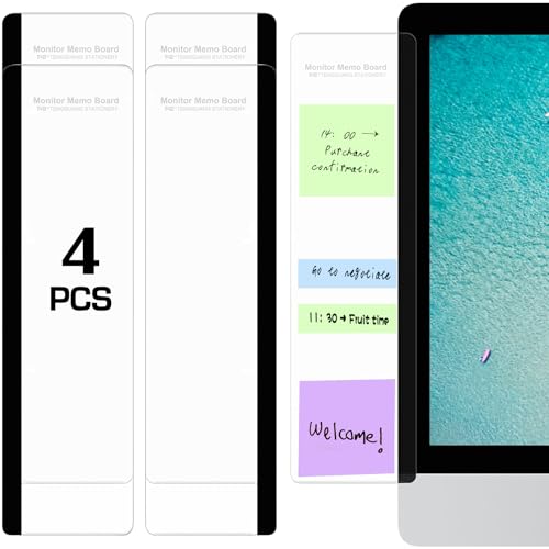 Monitor Memo Board, 4PCS Transparent Computer Monitor Side Panel Creative Desktop Memo Board, Acrylic Desktop Computer Sticky Note Holder for Home Office
