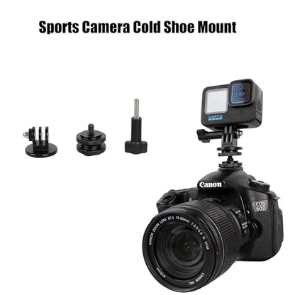 Multi-Camera Mount Rig for DJI Osmo Pocket 3 4 insta360 Luna Ultra & DSLR Digital Action Camera – Dual 1/4" Screws with Cold Shoe Mounts, Tripod Compatible, Supports Phone as Monitor