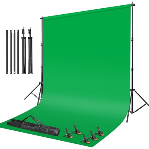 Green Screen Backdrop Kit,10 x 6.5 FT Heavy Duty Stand for Photography | Portable Green Screen Kit, 5 Clamps, Carrying Bag for Photography, Video Recording, Live Streaming, Gaming and Zoom Meetings - size: 6.5 X 10 Feet