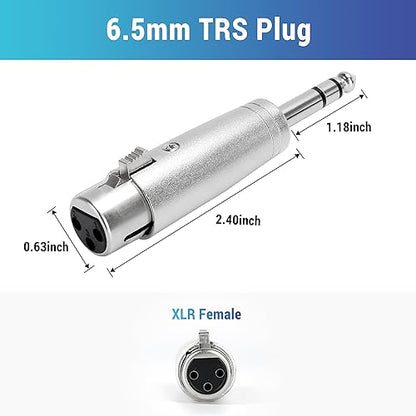 1/4" TRS to XLR Adapter 2 Pack - 6.35mm 1/4" Male to XLR Female Connector - color: TRS 6.35mm Male to XLR Female, size: 2 Pack