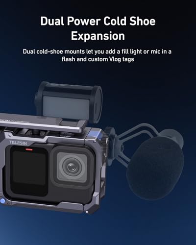 TELESIN Street Grip Kit for Hero 9-13 | with Metal Rabbit Cage | Camera Grip Holder with Seesaw Design | Aluminum Alloy Metal Shell | Backup TF Card Slot | Quick Battery Access | Vlog Grip Holder