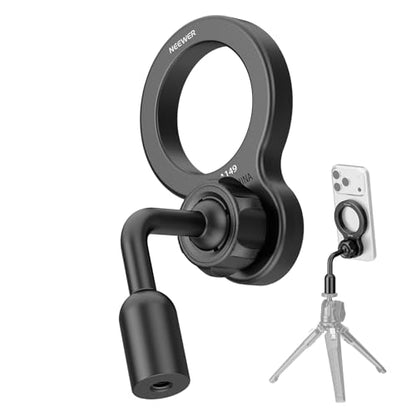 NEEWER Basics Magnetic Phone Tripod Mount Adapter, 360° Ball Head Aluminum Compact Lightweight Portable Phone Holder Attachment Compatible with MagSafe iPhone Samsung Android Video Recording, PA149 - style: PA149