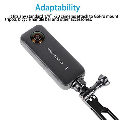 PellKing 1/4" Adapter Screw Head Camera Mount, CNC Aluminum Alloy Tripod Conversion Adapter for Insta360 One X5 X4 X3 X2 X/DJI OSMO 360/DJI Pocket 3 2/GoPro MAX Camera Accessories