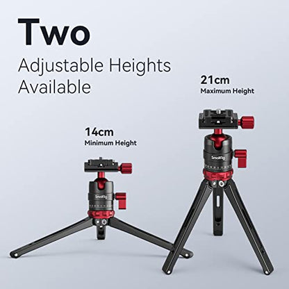 SmallRig Tripod for iPhone Desktop Mini Tripod - Aluminum Alloy 20 inches/ 50 cm with 360 Degree Ball Head, 1/4 inch Quick Shoe Plate for Vlogging DSLR Camera Video, Load up to 11 pounds-3033 - style: 2