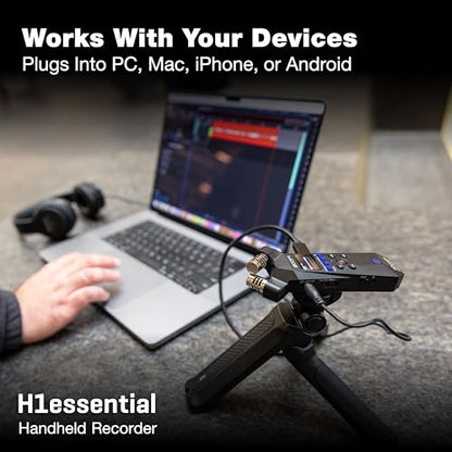 Zoom H1 Essential Handheld Recorder for Musicians, Podcasters & Filmmakers with Stereo Microphones, 32-Bit Float, USB Microphone Mode | 32-Bit Float Wav, USB-C Mic Mode, SD Card Recording, USB or 2×aa Power - style: H1e Only