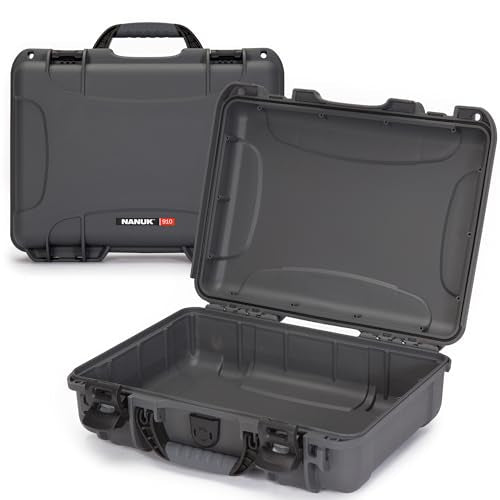 NANUK 910 Empty Waterproof Hard Case – 14.3” x 11.1” x 4.7”, Protective Case for Gear – Impact-Resistant, Dustproof, Airline Carry-On Approved – Made in Canada, Graphite - color: Graphite, style: Empty