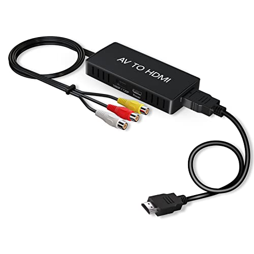 VIXLW AV to HDMI Converter, RCA to HDMI Adapter, 720P/1080P RCA Composite CVBS Adapter Support PAL/NTSC for PC, Laptop, TV, WII, Xbox, PS2, PS3, STB, VHS, VCR, Blue-Ray DVD Players - color: black