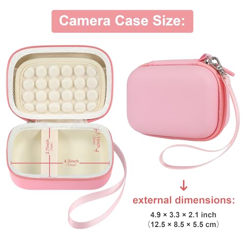 Leayjeen Hard EVA Camera Case Compatible with Canon PowerShot ELPH/IXUS, Kodak Pixpro FZ55/FZ45, Nikon Coolpix, Small Digital Camera, Shockproof Protective Camera Bag with Hand Strap-Pink(Case Only) - color: Pink