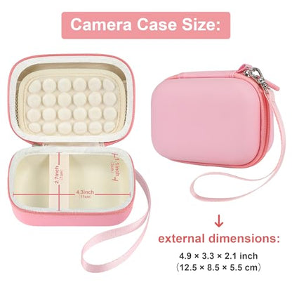 Leayjeen Hard EVA Camera Case Compatible with Canon PowerShot ELPH/IXUS, Kodak Pixpro FZ55/FZ45, Nikon Coolpix, Small Digital Camera, Shockproof Protective Camera Bag with Hand Strap-Pink(Case Only) - color: Pink