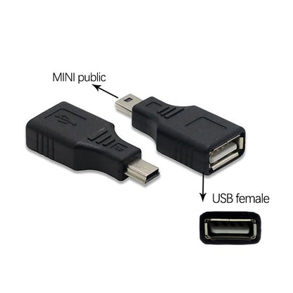 USB 2.0 Type A Female to Mini USB 5-pin Male Adapter Converter, Compatible with Cameras, Printers, Audio Devices, etc. (2-Pack)