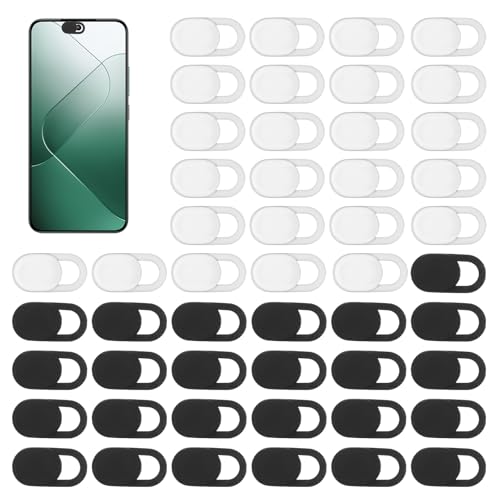 50 Pcs Webcam Cover, Black Practical Laptop Camera Cover Small Portable Phone Camera Covers for Compute Cell Phone PC Accessories to Protect Your Privacy and Security(Black, White) - color: Black, White