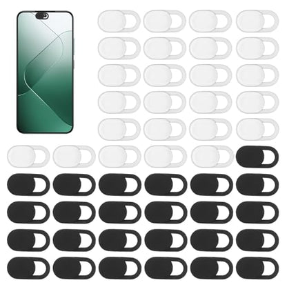 50 Pcs Webcam Cover, Black Practical Laptop Camera Cover Small Portable Phone Camera Covers for Compute Cell Phone PC Accessories to Protect Your Privacy and Security(Black, White) - color: Black, White
