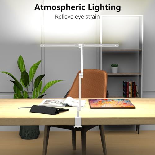 EPABINA 36W Ultra Bright Architect Desk Lamp with Clamp, Tall Overhead Rotatable Led Desk Light for Home Office, 47Inch Long Adjustable Monitor Light Bar with Remote for Computer Screen Desktop Table - color: White