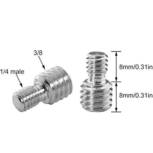 3PCS 3/8 inch Male to 1/4 inch Male Threaded Tripod Screw Adapter, 1/4 inch Male to 3/8 inch Male Double Sides Standard Mounting Thread Converter for Camera Mount