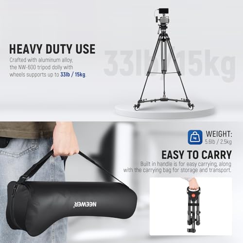 NEEWER Photography Tripod Dolly, Heavy Duty 50lbs Capacity Tripod Wheels with 3" Rubber Wheels for DSLR Cameras Camcorder Photo Video Lighting - style: NW-600 with 3" Wheels