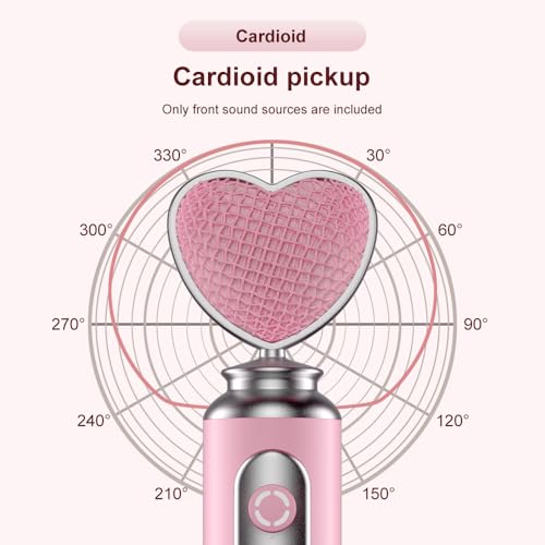 HB128 USB Gaming Condenser Mic Pink Heart Design, One-Click Mute Gain Control, Plug & Play, for PC/Console/Phone, Twitch/YouTube/TikTok, Streamers Gamers and Video Creators - color: HB128 desktop