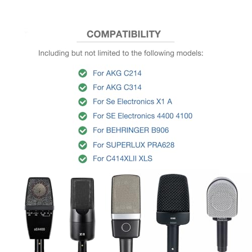 2-Pack Foam Windscreen Mic Cover Compatible with AKG C214 C314, Se Electronics X1 A, SE 4400 4100, BEHRINGER B906,SUPERLUX PRA628 Microphone, High-Density Pop Filter, Square Black