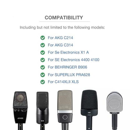 2-Pack Foam Windscreen Mic Cover Compatible with AKG C214 C314, Se Electronics X1 A, SE 4400 4100, BEHRINGER B906,SUPERLUX PRA628 Microphone, High-Density Pop Filter, Square Black
