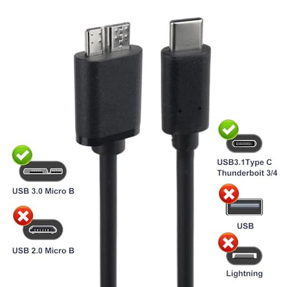 USB C to Micro USB 3.0 Fast Charging Cable 10Gbps High-Speed Sync Data Transfer Cable Cord Compatible with Samsung Galaxy S5 Note 3 Seagate WD Toshiba External Hard Drive Camera, 2FT - size: USB C to Micro USB 3.0-2FT