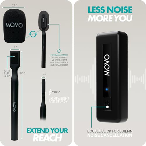 Movo iVlogger Wireless Vlogging Kit for iPhone with Dual Wireless iPhone Microphone, WMX-HM, Remote, Phone Mount, LED Light, and Tabletop/Full-Size Tripods - YouTube Starter Kit, Content Creator Kit