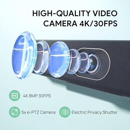 Yealink UVC40 E2 USB Conference Room Camera System Ultra-HD 4K Video Conference Camera 120° Wide-Angle Lens Built-in 8 Microphone Arrays Auto Framing Speaker Tracking and Smart Area Exposure Webcam