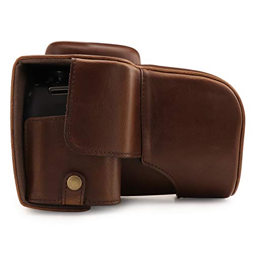 MegaGear MG1608 Ever Ready Leather Camera Case compatible with Canon EOS Rebel T7 (18-55mm), 2000D (18-55mm) - Dark Brown - color: Dark Brown