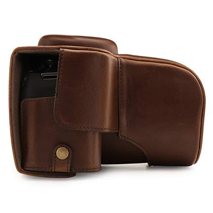 MegaGear MG1608 Ever Ready Leather Camera Case compatible with Canon EOS Rebel T7 (18-55mm), 2000D (18-55mm) - Dark Brown - color: Dark Brown