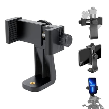Cell Phone Tripod Mount Adapter, Universal Phone Holder Adjustable Clamp, 360 Degree Rotatable Bracket 1/4" Screw Clip for iPhone, Samsumg, Selfie Stick, Monopod (Black-1 Pack) - color: Black-standard-1 pack