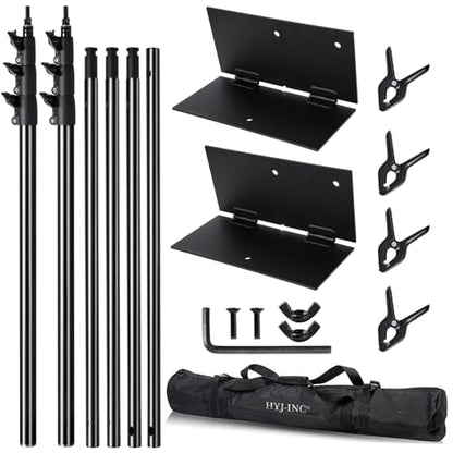 HYJ-INC Heavy Duty Backdrop Stand Pipe and Drape Photography Backdrop Stand Kit Adjustable Photo Background Stand 10ft x 10ft with Metal Base, 4 Clamps,Carrying Bag for Photography Video Studio
