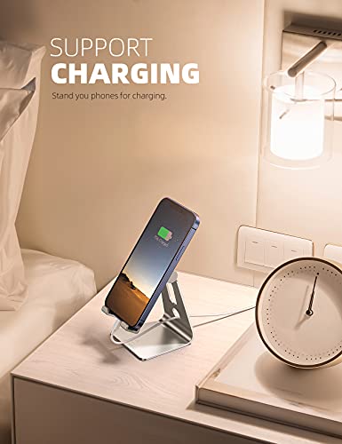 Lamicall Adjustable Cell Phone Stand, Desk Phone Holder, Cradle, Dock, for iPhone 16 15 14 13 12 Mini 11 Pro Xs Max XR X 8 7 6 Plus SE, Office Accessories,Smartphone - Silver - color: Silver