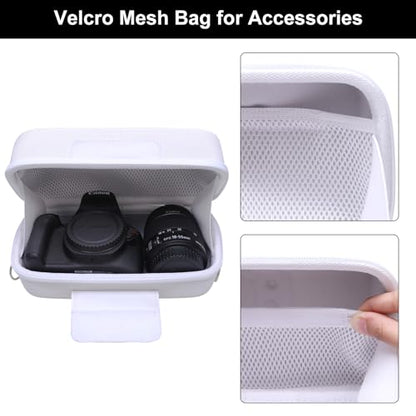 LTGEM Camera Case for Canon EOS Rebel T7 / R50 / R100 / R50 V / T6 / R8 / R10 / RP / SL3 / R5 / T100 DSLR SLR Camera and 18-55mm/18-45mm Lens with Shoulder Strap, White - color: White