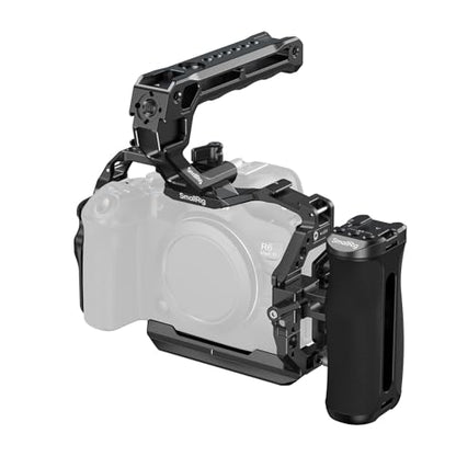 SmallRig Camera Cage Kit for Canon R6 Mark III / R6 Mark II with Top Handle, Side Handle and Cable Clamp, HawkLock Dual NATO Rails, Quick Plate for Arca, Support Handheld and Low-Angle Shooting-5956 - style: Cage with top handle and side handle