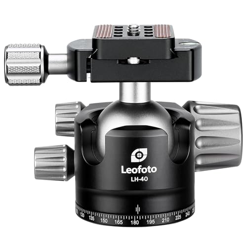 LEOFOTO 87mm Camera Tripod Ball Head Mount with 1/4" Arca QR Plate for Camera/DSLR/Camcorder, 360° Swivel & 90° Tilt Panoramic Ball Head, 3/8" Mounting Screw for Tripod/Monopod/Slider, Max Load 44lb - color: Knob Release, 87mm, with QR Plate, Max Load 44l