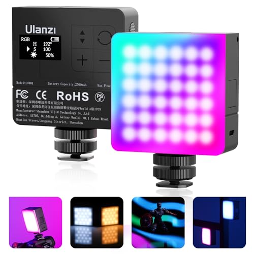 ULANZI VL49 Pro RGB Video Light, Mini Rechargeable LED Camera 360° Full Color Portable,2500-9000K Dimmable LED Panel Lamp w LCD Display,Photography Lighting Support Magnetic Attraction - size: 2.6 X 3.1 X 1.2 Inch
