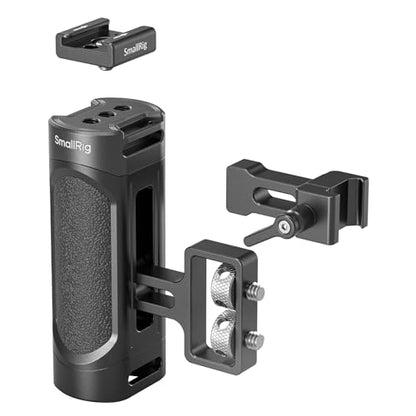 SMALLRIG Mini Camera Side Handle with NATO and 1/4"-20 Screws Installation Options, for Left and Right Hand, with 1/4"-20 Threaded Holes, Wrist Strap Holes, Cold Shoe, Up and Down Adjustable - style: 1/4"-20 Screws & NATO Clamp