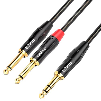 tisino 1/4 inch TRS Stereo to Dual 1/4 inch TS Mono Insert Cable Y-Splitter Stereo Breakout Cable Patch Cord - 10 feet - size: 10 feet