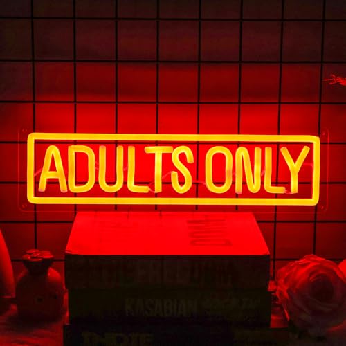 Adults Only Neon Sign, Dimmable USB Powered LED Neon Lights Letter Words Signs for Bedroom Bar Man Cave Hotel Party Game Room Wall Decor - color: Adults Only(15")