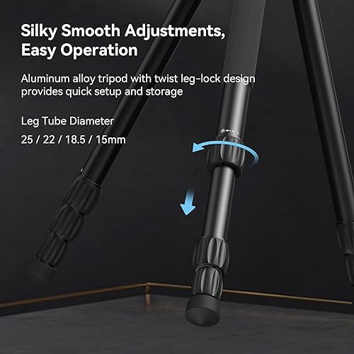 SmallRig CT180 Video Tripod, 72" Camera Tripod Monopod with Fluid Head, Aluminum Camera Tripod, 360° Panorama Fluid Head for Travel, Video, Live Streaming, Vlogging- 3760B